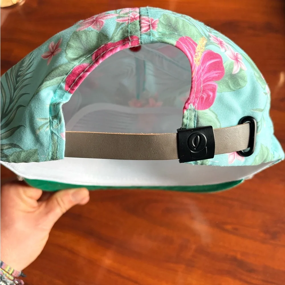 NWT 80eighty Aloha Premium Tropical Floral Rope-Trim Hat - Aqua & Pink - Picture 5 of 9